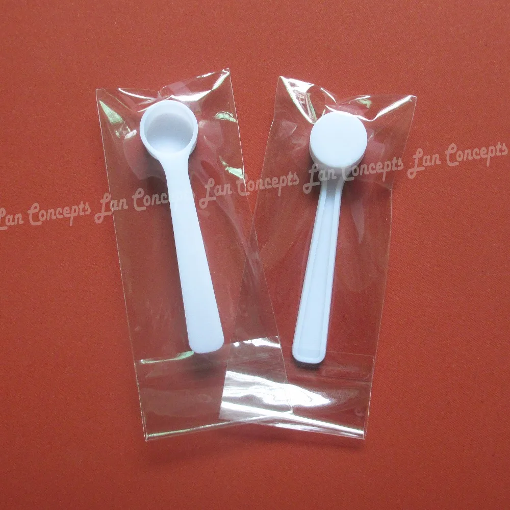 

0.5g with individual packing Plastic Measuring Scoop 0.5 gram 1ML PP White Small Measure Spoon - 200pcs/lot Free shipping