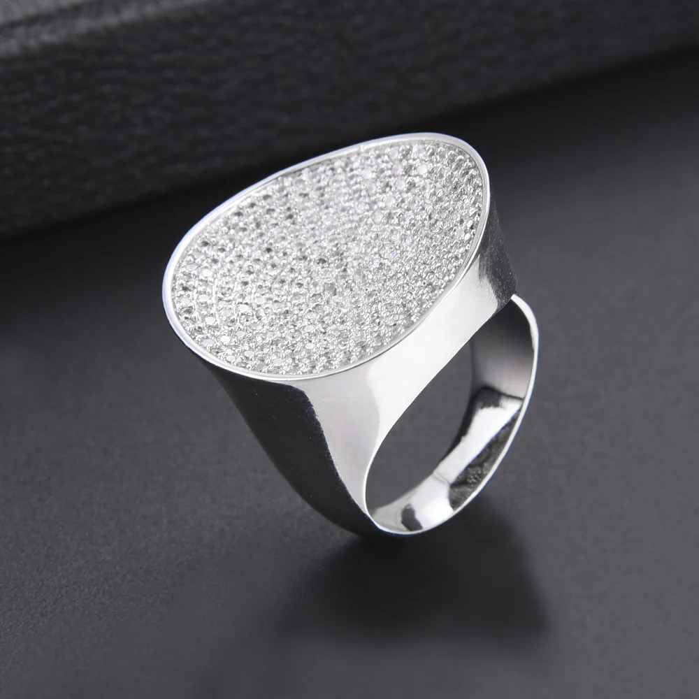

missvikki Sterling Silver Wedding Pave AAA Clear cubic zirconia stones Large Party Rings designer jewelry Stage Performance