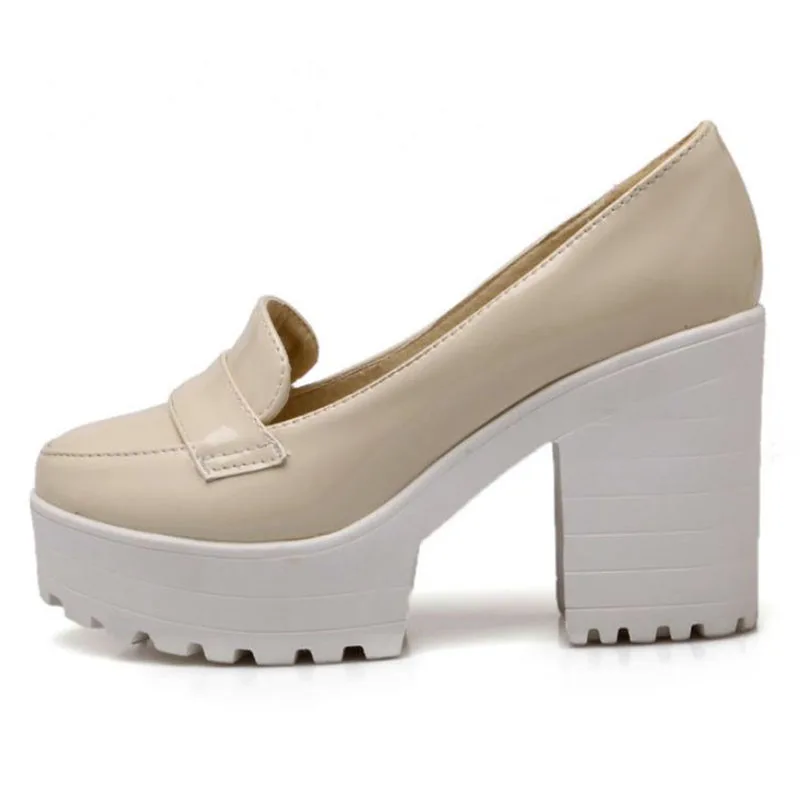 FITWEEU/Женская обувь на высоком каблуке; обувь для вечеринок на платформе с круглым носком; модные женские туфли-лодочки на толстом каблуке; Офисная Женская обувь; размеры 34-43