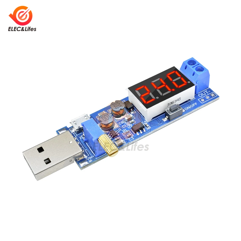

DC-DC 5V to 3.5V / 12V USB Boost Buck Converter Power Supply Module LED Digital Adjustable Step UP / Down Module Out DC 1.2V-24V