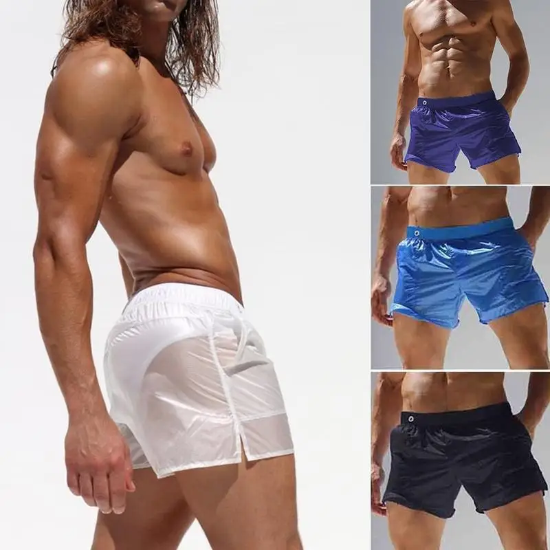 Новые Сексуальные мужские прозрачные сетчатые трусы-боксеры шорты Прозрачные шорты трусы