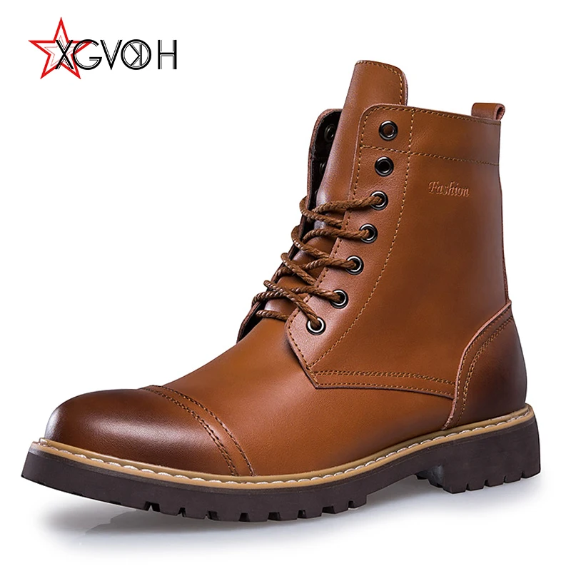 

2018 Winter Leather Shoes Mens Ankle Boots Super Comfortable Warm Zapatos Hombre Flats Footwear Quality Lace Up Snow Boot Men