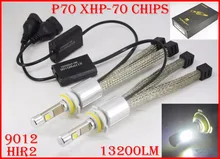 1 Conjunto 9012 HIR2 110 W XHP-70 P70 13200LM LEVOU Farol 4LED Fanless de chips Super Brilhante Magro Conversão Kit Driving Nevoeiro 5000 K 6000 K