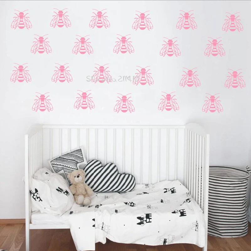 DIY abejas Adhesivos de pared para niños habitación feliz Navidad Baby Wall Decals Decoración para el hogar salón dormitorio vinilos parede d993