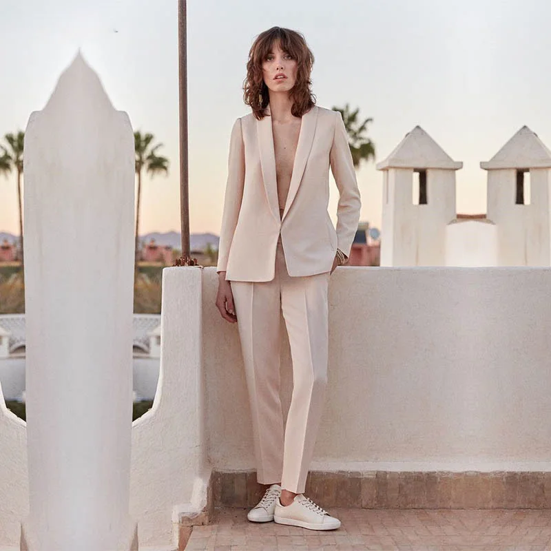 Light Pink 2 piece set womens business suit Female trouser suits wedding formal pant suits formal office suits work custom Light Pink 2 piece set womens business suit Female trouser suits wedding formal pant suits formal office suits work custom