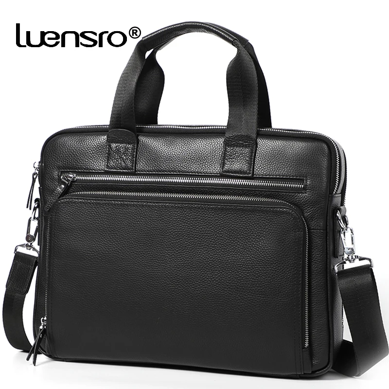 

Large Men's Briefcase Genuine leather Satchel Bags Male 14 inch Laptop Bag Handbag Business Shoulder Bags Briefcase Men Bag