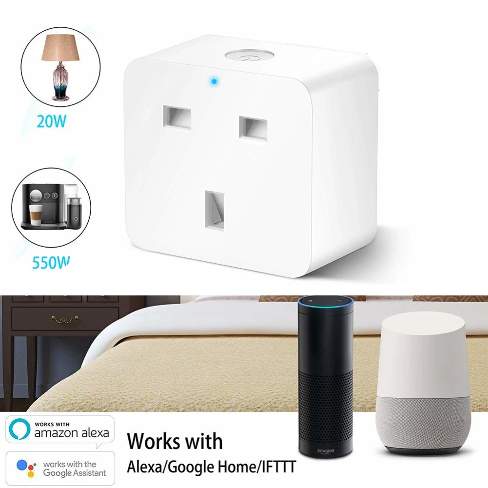 

Smart Plug WiFi Outlet Smart Home UK Socket Switch Compatible with Amazon Alexa Google Assistant IFTTT Smart Timer Socket