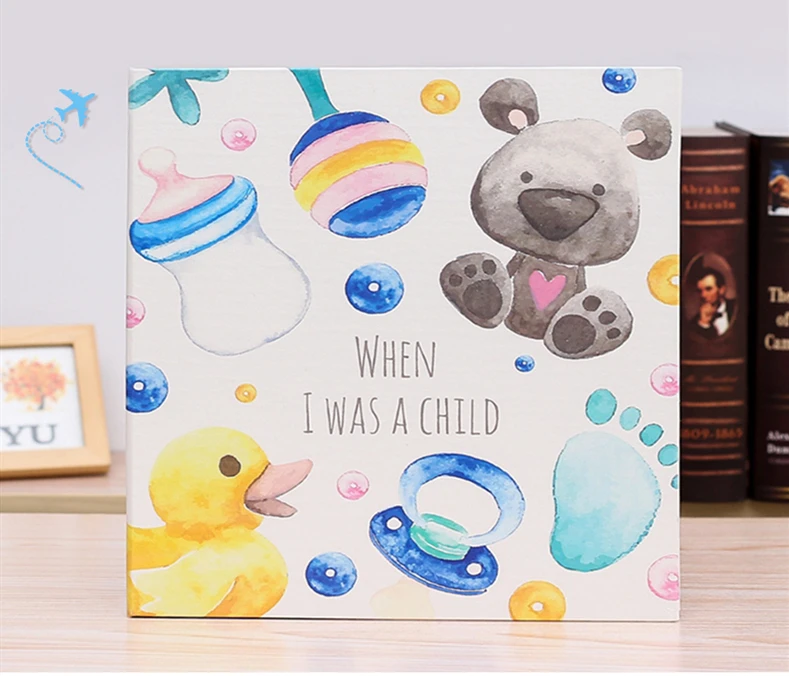 Leather cover baby infant children growth record DIY photo album 12 inch 18 inch this newborn paste type family photo album