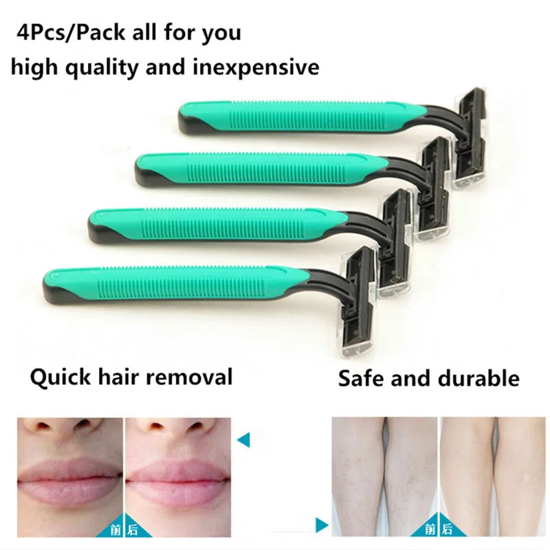 Top quality 4pcs Women Men Skin Shave Razor safety Blade shaver Razor for Body Hair Trimmer