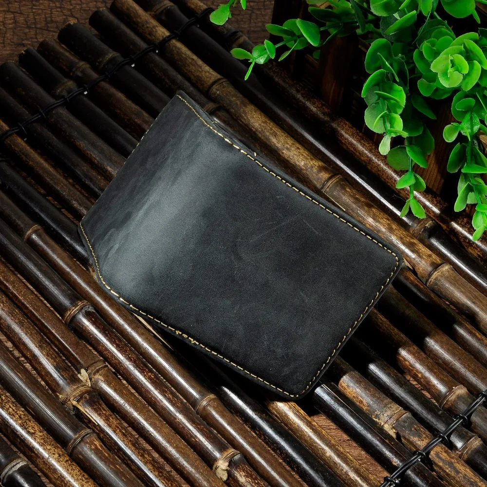 Male Genuine Leather Design Fashion Slim Wallet Front Pocket Money Clip Mini Bill Purse For Men 1055-b