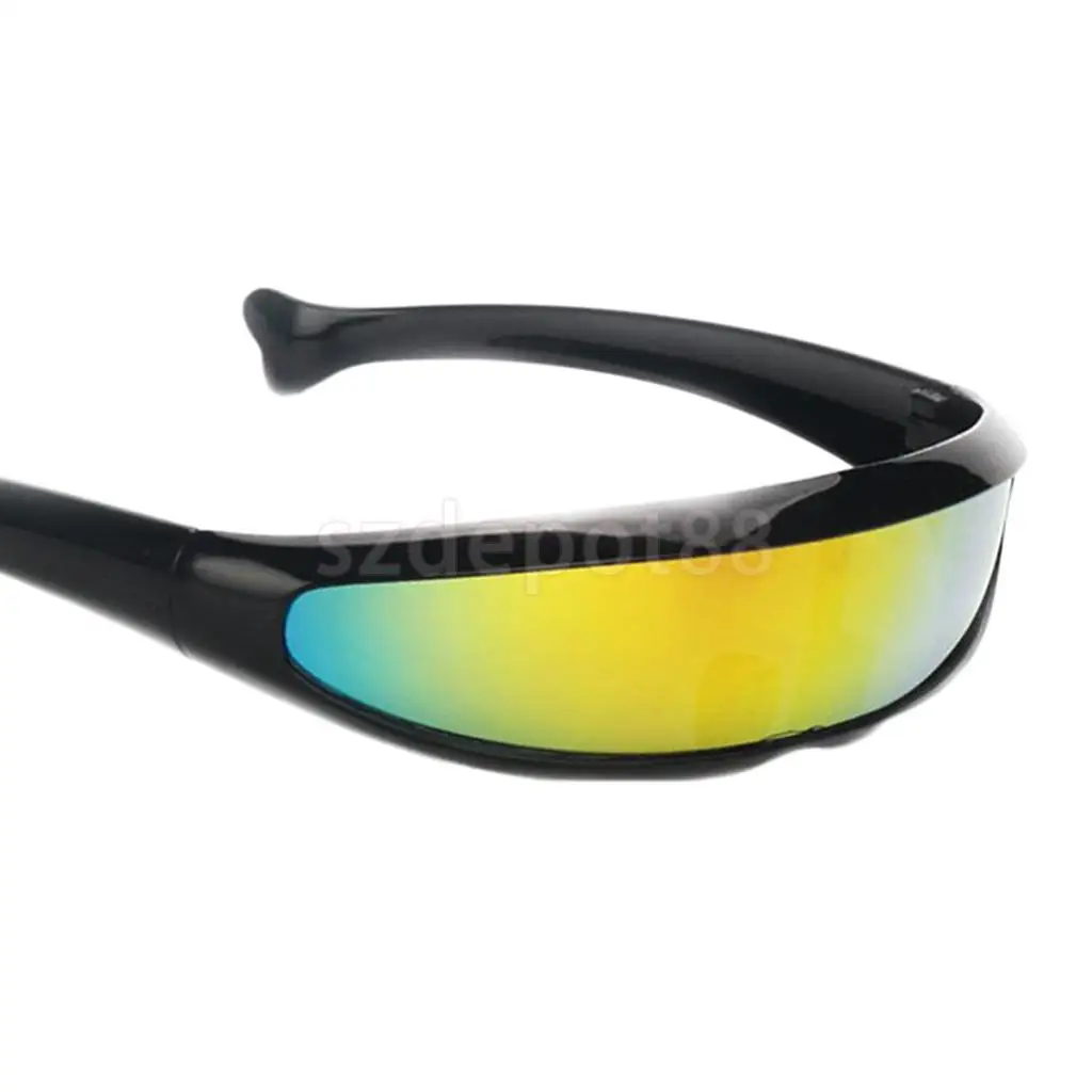 Men Color Mirrored Lens Visor Sunglasses Futuristic Narrow Cyclops Cosplay Accessories For Christmas Party