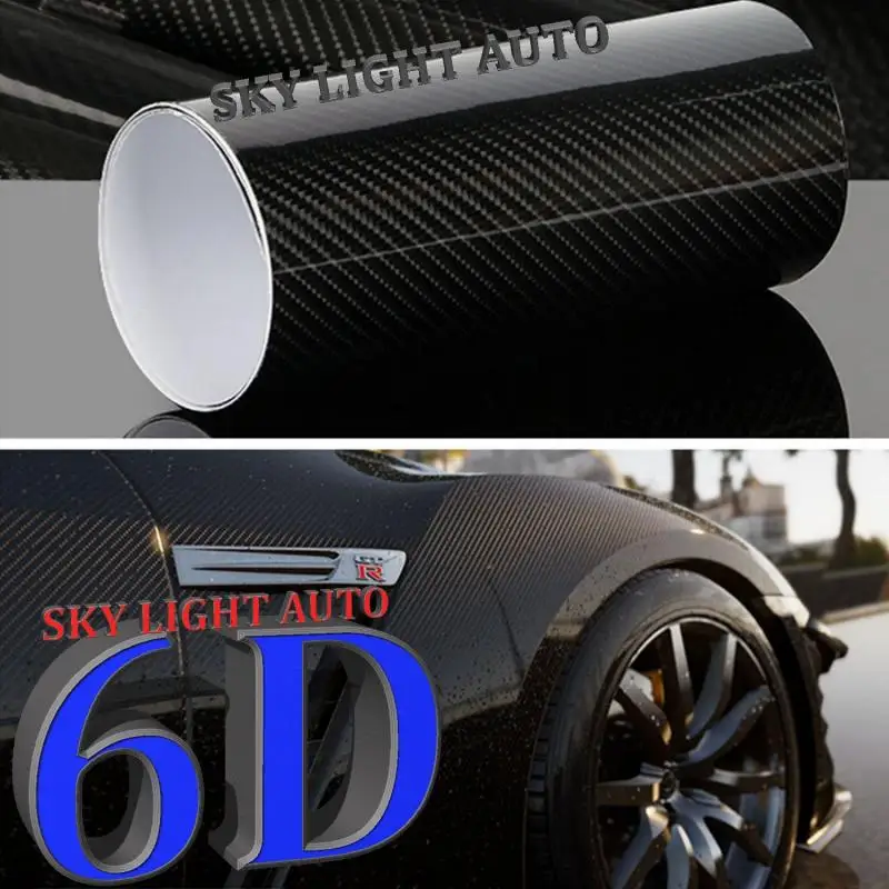 6D блестящий черный глянцевый авто стикер лист гладкий углеродный волоконный узор автомобильная пленка оберточная наклейка для автомобильных крыш багажника