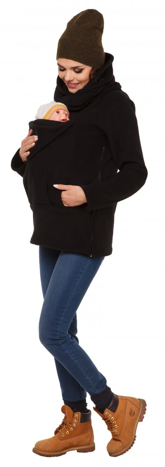 Одежда для беременных, свитер, кенгуру, многофункциональная одежда для мам, пуловер для беременных, большой размер, осенняя плотная женская одежда - Цвет: Черный