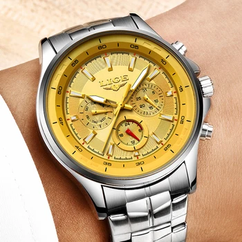 

LIGE Mens Watches Top Brand Luxury Business Waterproof Quartz Watch Mens Fashion Sports Full Steel Clock Relogio Masculino+Box