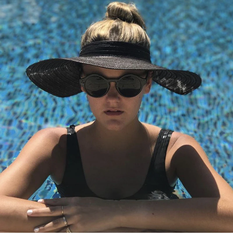 

Summer Hand-Woven Straw Hat Fashion Basin Hat Outdoor Sun Hat Casual Beach Empty Top Straw Hat