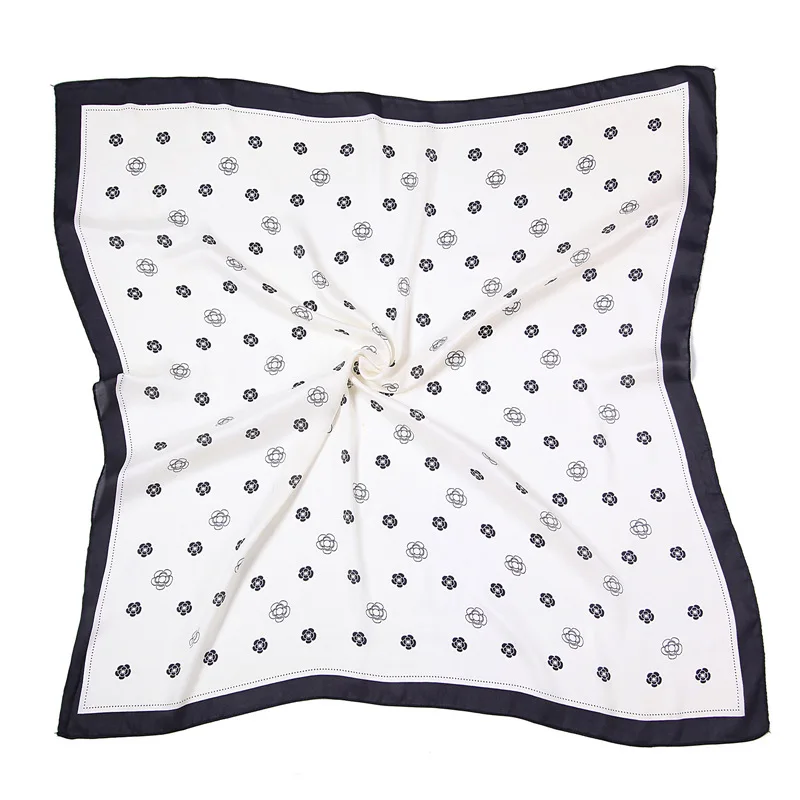 

Women's Square Silk Scarf Fashion Summer Shawls and Wraps Floral Print Small Office Scarf Foulard Headband Handkerchief 70*70CM