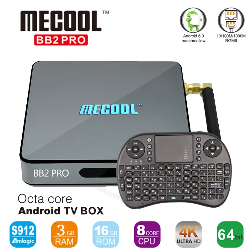 Prix pour MECOOL BB2 PRO Amlogic S912 Octa core 3G/16G Android 6.0 smart TV Box 1000 Mbps WiFi BT4.0 4 K Médias Lecteur Set Top Box BB2PRO Prix pour MECOOL BB2 PRO Amlogic S912 Octa core 3G/16G Android 6.0 smart TV Box 1000 Mbps WiFi BT4.0 4 K Médias Lecteur Set Top Box BB2PRO
