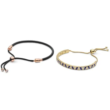

2 Style 925 Sterling Silver Charms EXOTIC STONES & STRIPES Bracelets For Women Basic Chain for Diy Beads Charm
