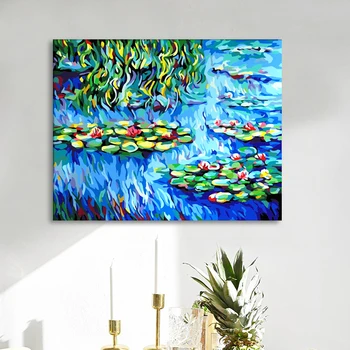 

Water Lilies paintings pictures by numbers Claude Monet digital paint drawing Coloring painting by numbers with kits package