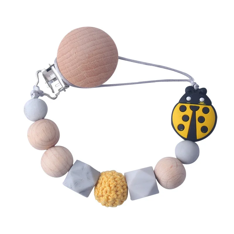 Silicone beads Baby Teethers Animal Pacifier Clips Chain Baby Pendant Teething Toys Chew Beads natural wood teether Nursing Toys (11)
