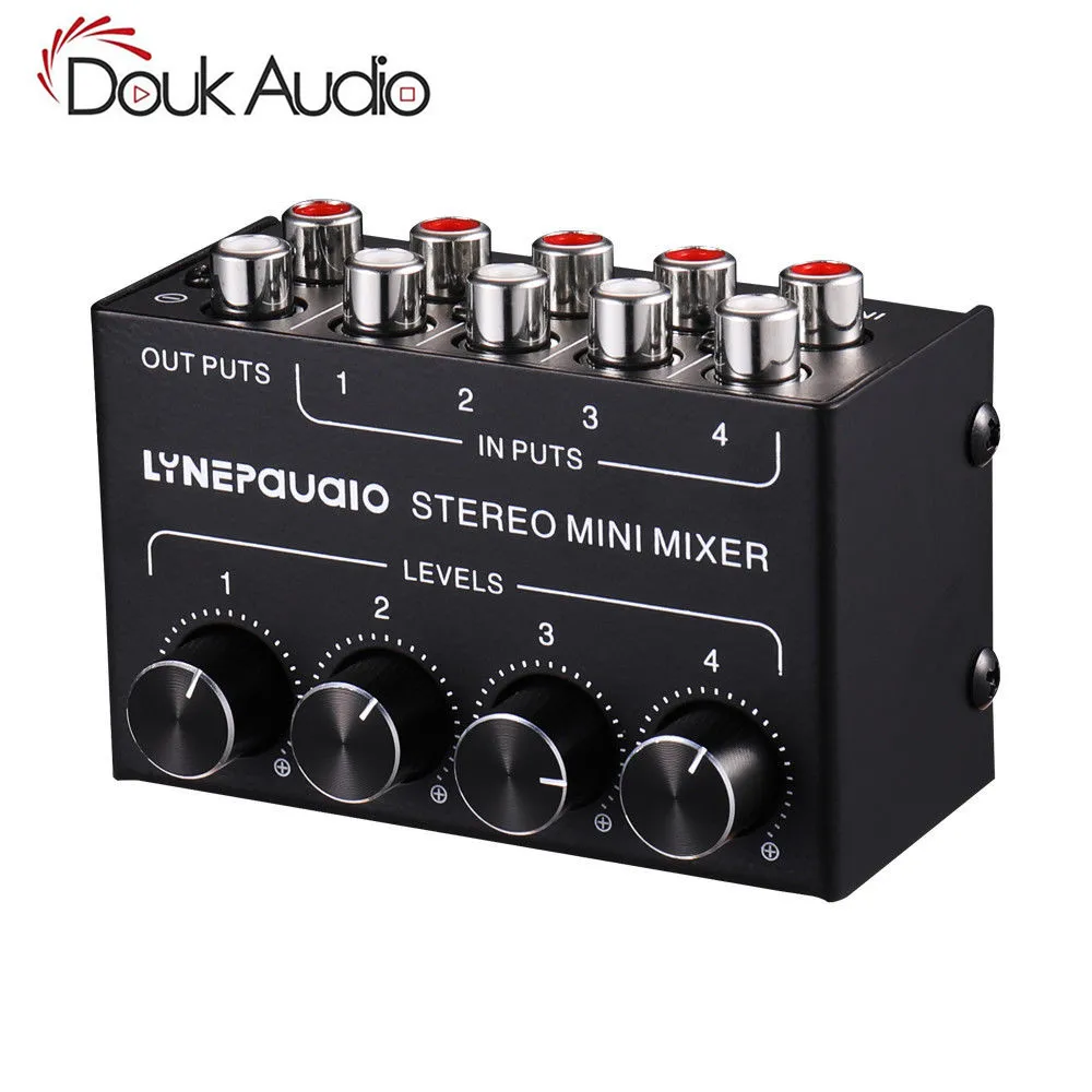 Mini Stereo RCA 4 channel Passive Mixer Lossless Audio for Live