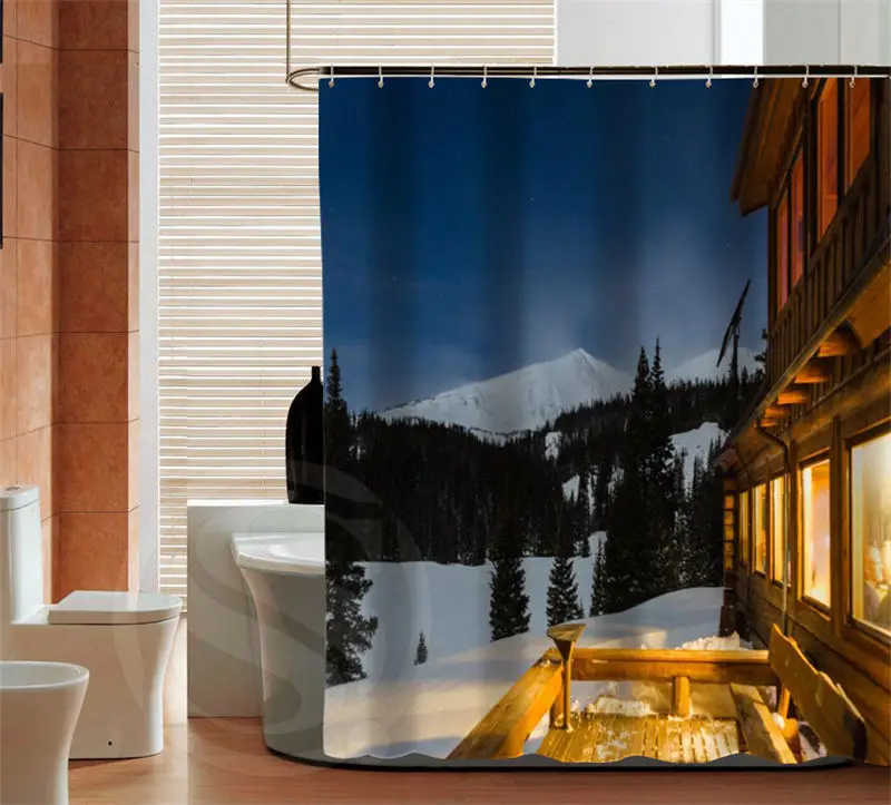 Snow Mountain lodge Shower Curtain latest New Classical custom Bathroom