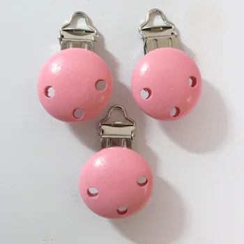 

25PCS #12 Pink Color Natural Wood Baby Pacifier Clips