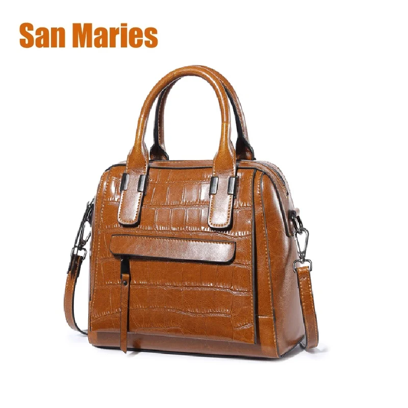 

San Maries Luxury Handbags Women Bag Designer High Quality Fashion Crocodile Tote Bags Handbag Women Famous Real Cow Leather