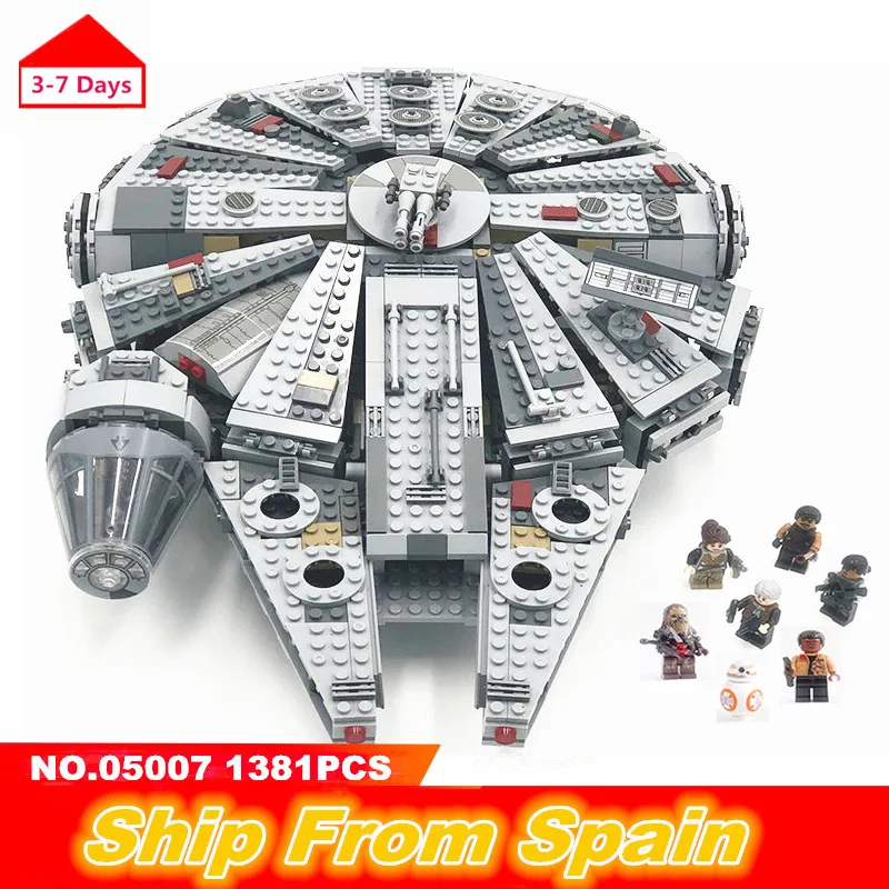

ship from Spain05007 1381pcs Millenniumed Star Plan Wars Series Force Awakens Falcon star war building blocks Bricks model toys