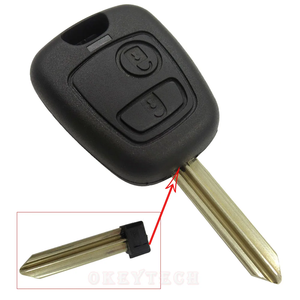 OkeyTech Replacement Car Remote Key Shell Cover for PEUGEOT CITROEN Elysee 2 Buttons Key Fob Case Shell Uncut Blade Auto Parts