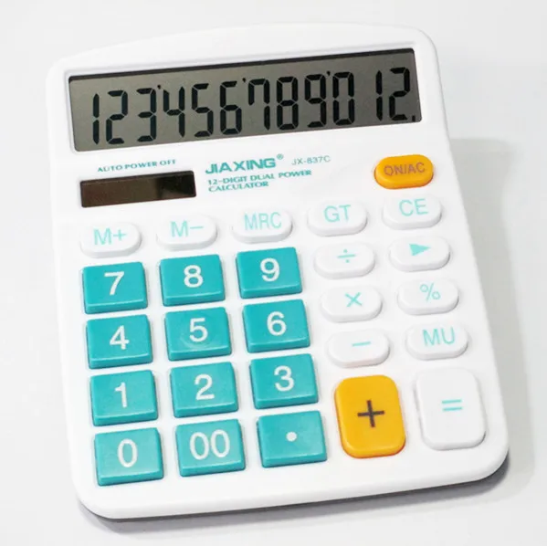 837c الأزياء الكرتون كمبيوتر 12 اللون حاسبة الشمسية الملونة لطيف