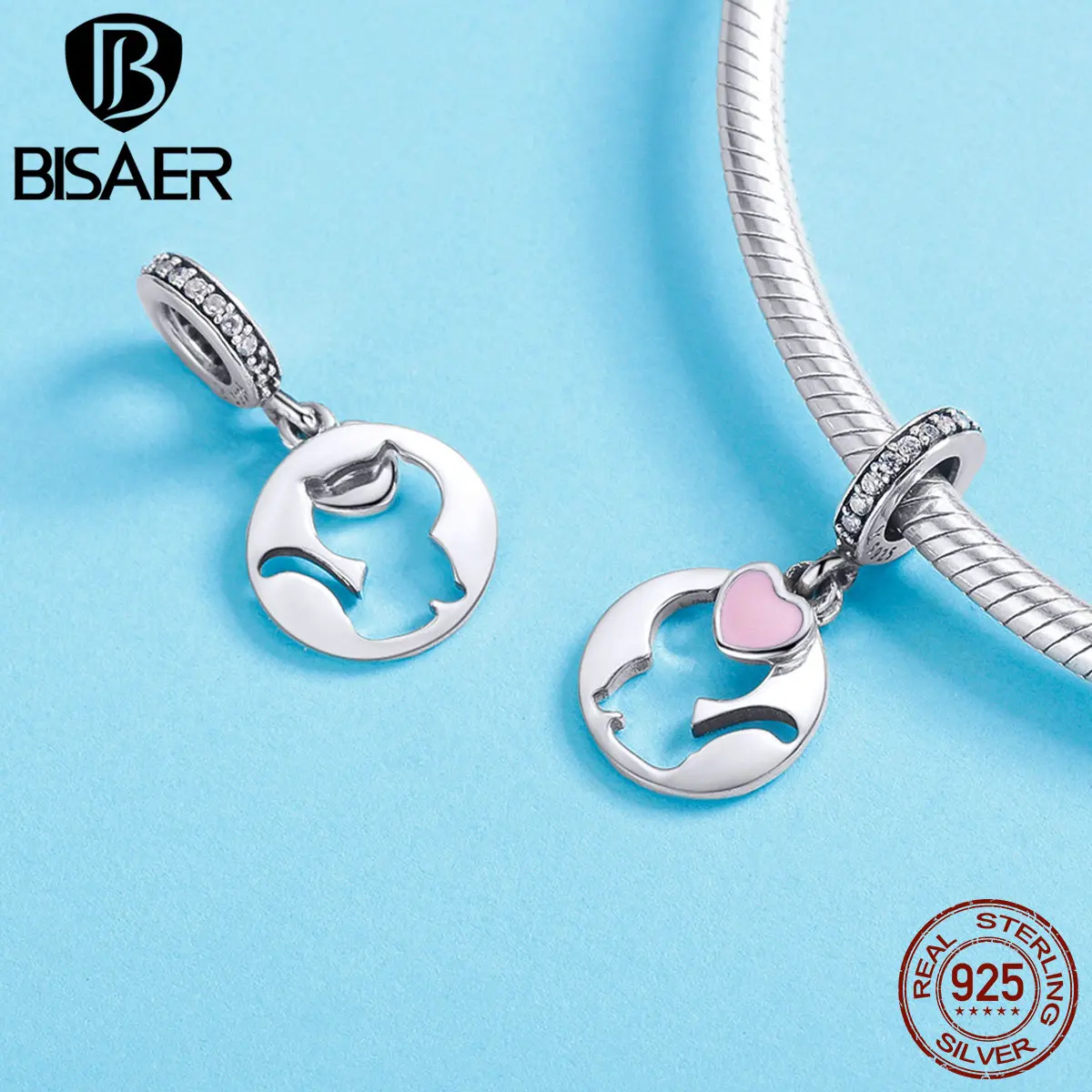 

Bisaer 925 Sterling Silver Hollow Out Design Cute Kitty Pendant Fits Bracelets& Necklace DIY Accessories Fashion Jewelry GXC1140