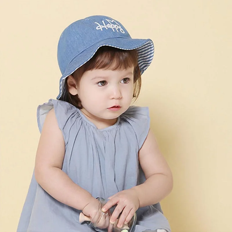 Girls Sun Hat Flower Cotton Kids Fashion Bucket Beach Cap Children Accessories