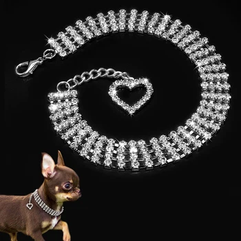 

Creative Pet Dog Necklace Small Dogs Bling Faux Rhinestone Pet Collar Puppy Heart Pendant Necklace Puppy Pet Dog Neck Decoration