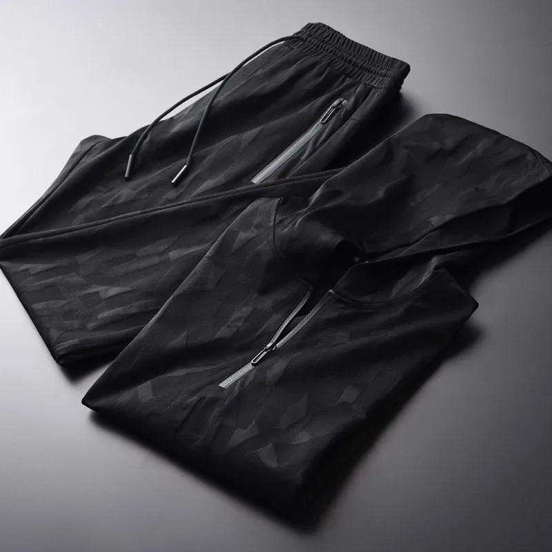 Мужские летние комплекты Minglu раньше 3XL 4XL пряжа окрашенные с коротким рукавом