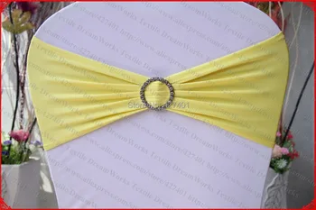 

Yellow Single Layer Spandex/Lycra/Expand Band/Chair Covers With Round Diamond Buckle For Wedding Party Banquet Decorations