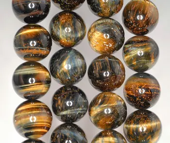 

16mm Golden Blue Tiger Eye Gemstone Hawk Eye Grade AB Round Loose Beads 15.5 inch Full Strand (90186271-739)