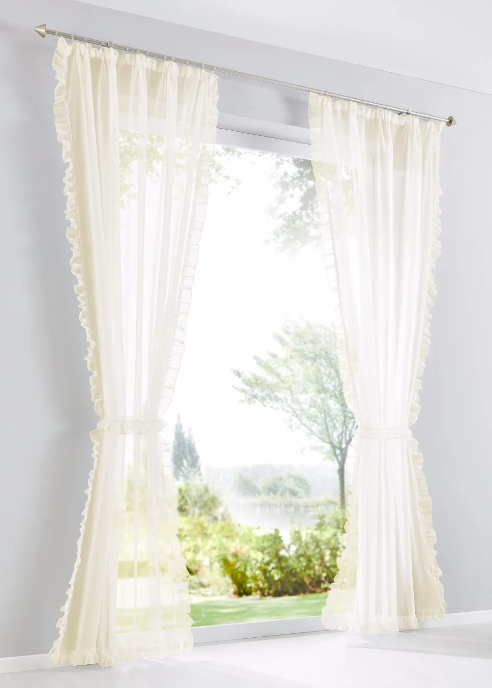 Fashion Lotus Leaf Edge Style solid color Good Quality Sheer Voile