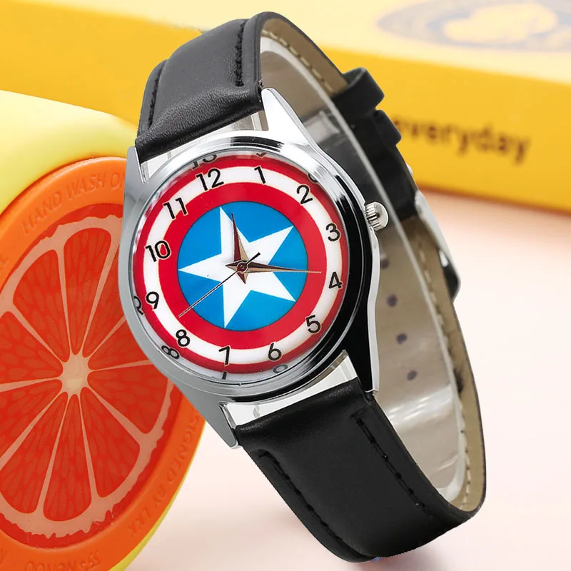 

Captain America Hero kids watches cartoon pentagram child watch baby children quartz wristwatch girl boy kid clock montre enfant