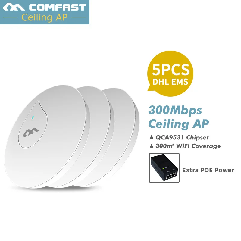 5 шт. COMFAST CF-E350N 300 м Крытый потолок AP ADSL/AP/клиент/ретранслятор/WDS режимы AR9341 wi fi маршрутизатор вай фай сигнала amplier AP