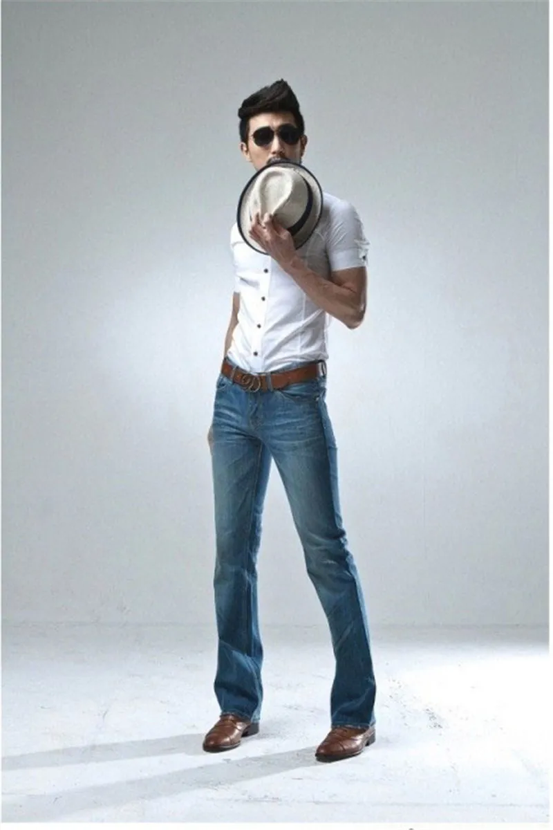 Весенние новые мужские синие джинсы с микророгом Modis, Корейская версия, тонкие маленькие джинсовые брюки-трубы, байкерские джинсы