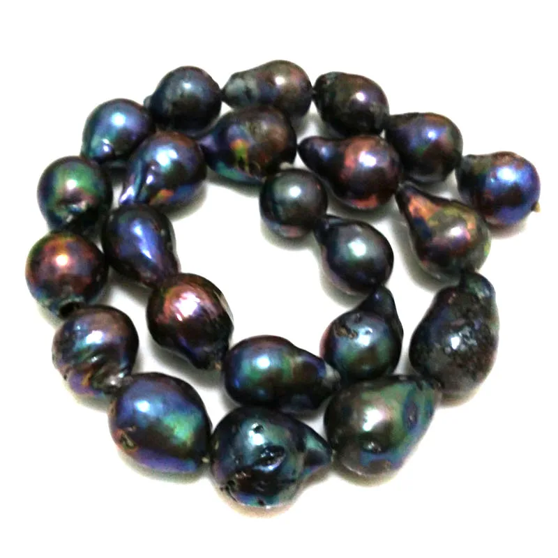 

16 inches 15-20 mm Black Big Baroque Pearl Loose Strand