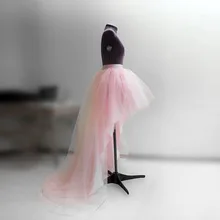 Высокая Низкая Румяна розовая Свадебная фатиновая юбка Модная высокая Талия Женская длинная юбка персонализированное асимметричное платье для выпускного на молнии стиль