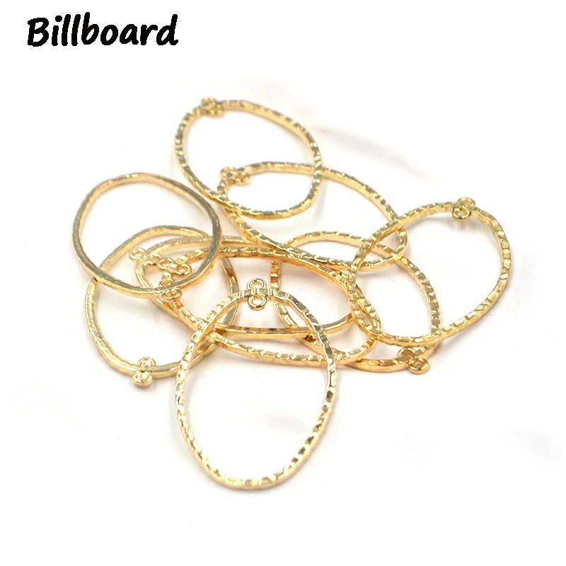 

Fashion Hollow Golden Charms for DIY Jewelry Making Zinc Alloy Trendy Big Oval Metal Earrings Pendant 10pcs/bag