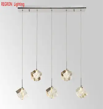 

suspension Led Pendant Lights For Dining Room Restaurant Modern Big 5 Pcs Clear Crystal Lights Kitchen Bar G4 led Hanging Light