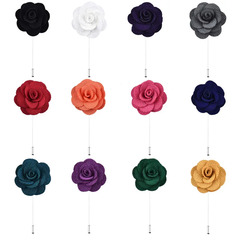 

Camellia Flower Lapel Pin Brooch for Men Fashion Wedding Boutonniere Brooches