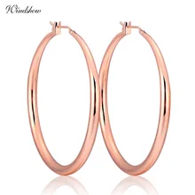 Windshow желтый розовое золото цвет Круги Большой креольский серьги-кольца для женщин обувь девочек Jewelry Pendientes Aros Aretes Ohrringe