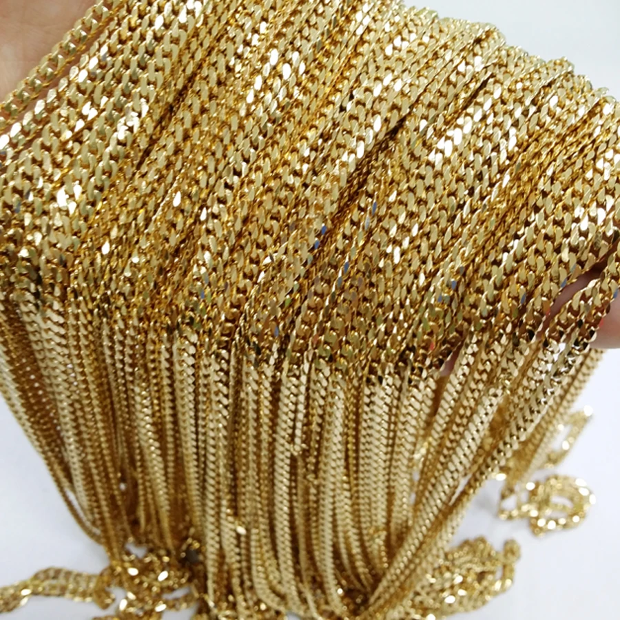 

10meters 4mm/5mm Wholease in Bulk Gold Stainless Steel Curb Chain, for making Necklace High Quality