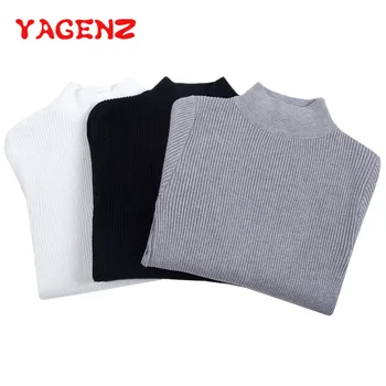 YAGENZ свитера и женские пуловеры, топы с полувысоким воротником, модные женские джемперы, вязаный свитер с длинным рукавом, тонкий свитер 863