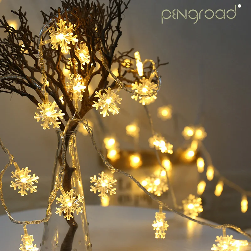 

10M Battery Snow String Light Copper Wire 20-80LED Christmas Tree Festoon Fairy Light Holiday Outdoor Deco Garland Lighting S061